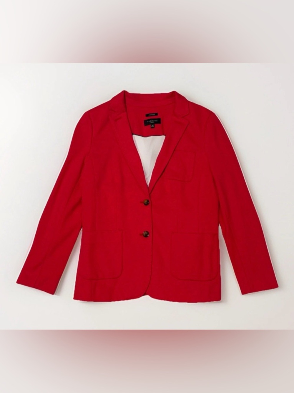 Talbots Red Aberdeen Pique knit blazer jacket Lined